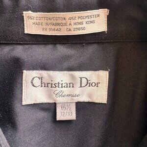 Christian Dior Chemise Cotton Blend Long Sleeve Button Down Shirt Black